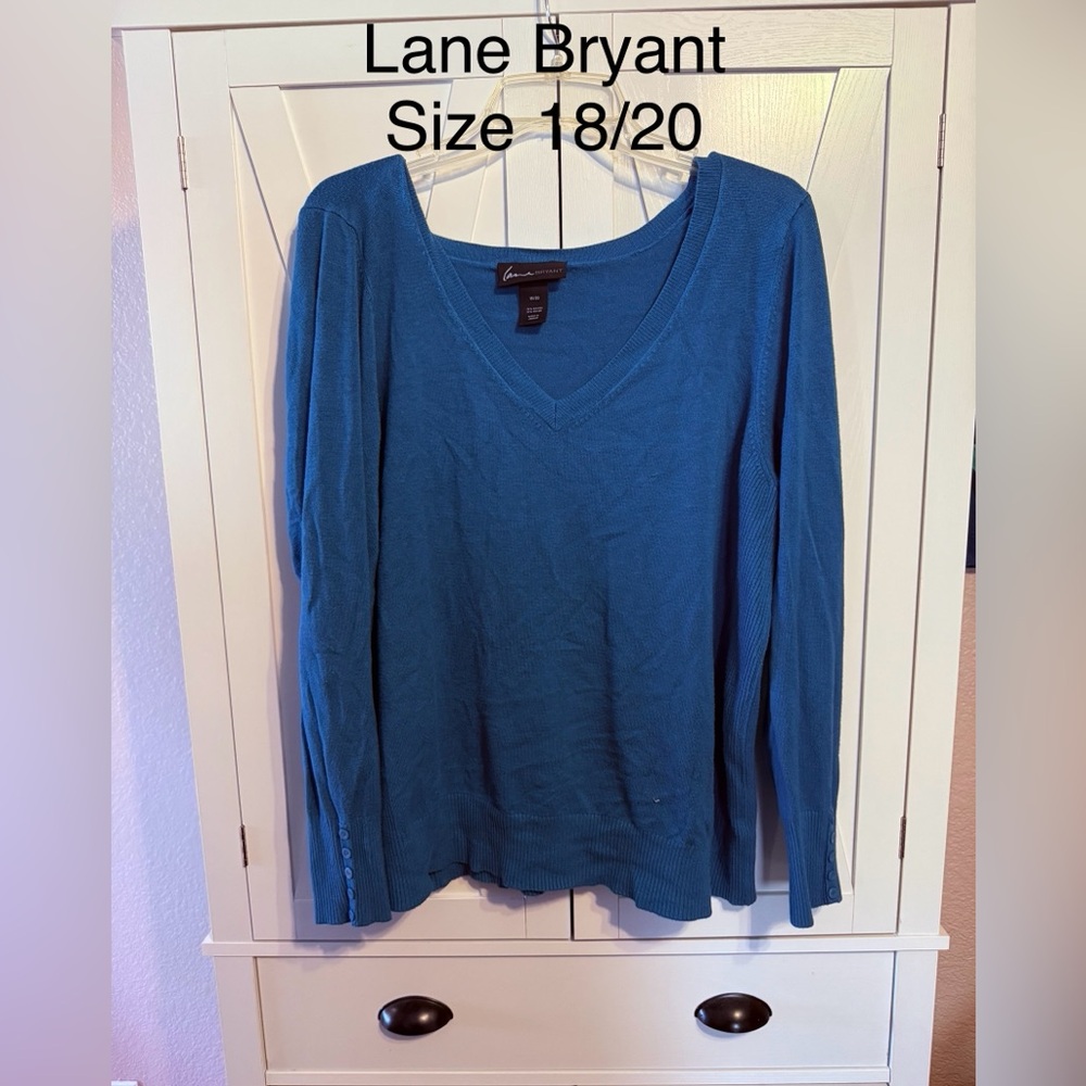 Lane Bryant Teal V-Neck Sweater